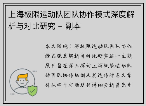 上海极限运动队团队协作模式深度解析与对比研究 - 副本