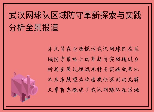 武汉网球队区域防守革新探索与实践分析全景报道